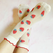 Ladda upp bild till gallerivisning, Dots And Strawberries Sheer Socks Set Of 2 Pairs
