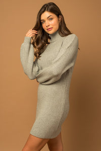 Gilli Turtle Neck Balloon Sleeve Sweater Mini Dress