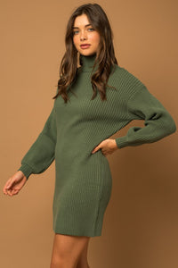 Gilli Turtle Neck Balloon Sleeve Sweater Mini Dress