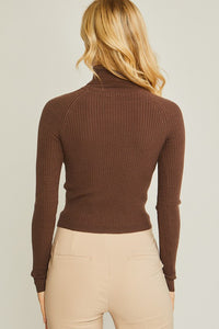 Love Tree Solid Ribbed Knit Turtleneck Top