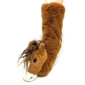 Women's Horse Plush Sherpa Non Skid Slipper Socks