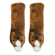 Carica l&#39;immagine nel visualizzatore di Gallery, Women&#39;s Horse Plush Sherpa Non Skid Slipper Socks
