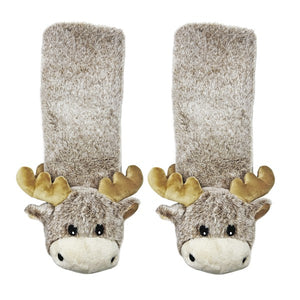 Women's Plush Moose Sherpa Non Skid Slipper Socks