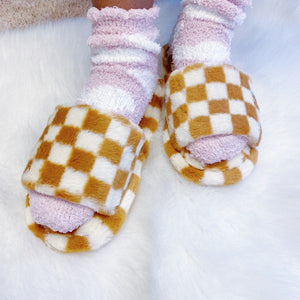 Ellison and Young Luxe Lounge Checker Cozy Slippers