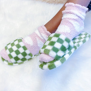 Ellison and Young Luxe Lounge Checker Cozy Slippers