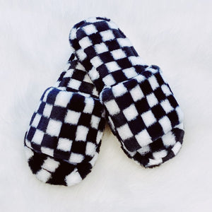 Ellison and Young Luxe Lounge Checker Cozy Slippers