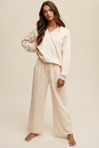 Listicle V-Neck Sweatshirt & Pants Loungewear Set