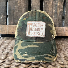 Load image into Gallery viewer, The Goat Stock Faith Family Football Vintage Distressed Adjustable Snapback Hat
