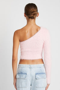 Emory Park One Shoulder Fluffy Knit Sweater Top