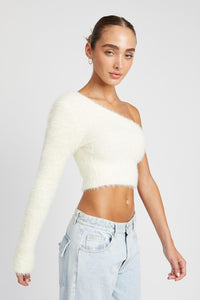 Emory Park One Shoulder Fluffy Knit Sweater Top