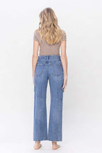 Load image into Gallery viewer, Vervet High Waisted Relaxed Straight Leg Blue Denim Dad Cargo Jeans
