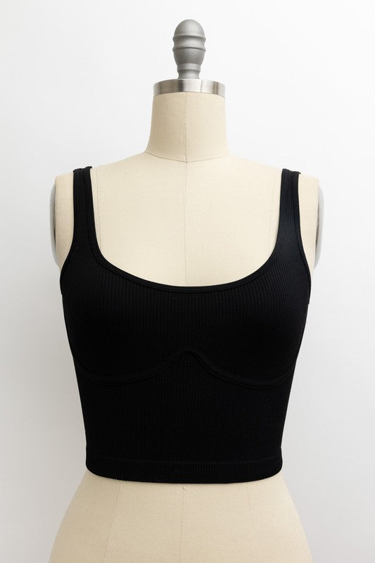 Leto Ribbed Underline Seam Detailed Brami Top