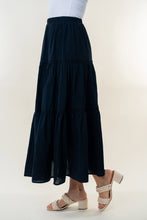 Load image into Gallery viewer, White Birch Black Tiered Maxi Skirt
