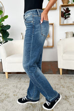 Load image into Gallery viewer, Judy Blue Mid Rise Released Hem Blue Denim Jeans
