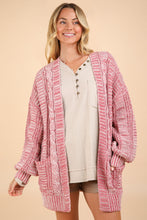 Carregar imagem no visualizador da galeria, VERY J Red Wash Cable Knit Open Front Cardigan
