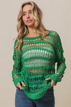 Load image into Gallery viewer, BiBi Green Openwork Knit Cover Up Style Top

