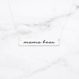 Mama Bear Personalized Quote Bar Necklace