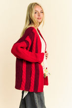 Ladda upp bild till gallerivisning, Davi &amp; Dani Color Block Open Front Cable Knit Cardigan
