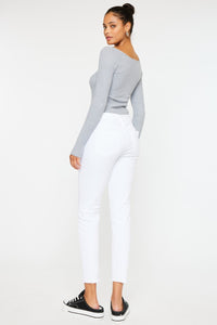 Kancan Mid Rise White Denim Skinny Jeans