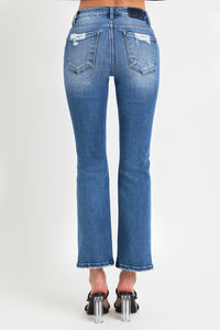 RISEN Mid Rise Ankle Blue Wash Straight Leg Jeans