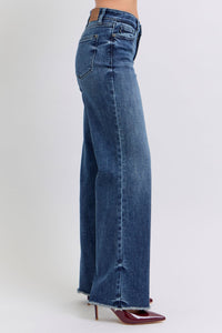 Judy Blue Raw Hem Mid Rise Blue Denim Jeans