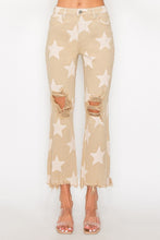 Ladda upp bild till gallerivisning, RISEN Star Pattern Frayed Hem Khaki Denim Jeans
