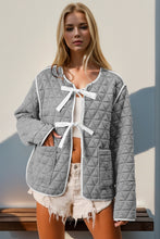 Carregar imagem no visualizador da galeria, Double Take Contrast Trim Tie Front Quilted Jacket
