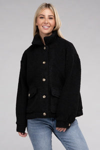 Ambiance Cozy Sherpa Button Down Lined Jacket
