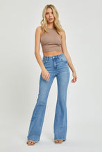 Load image into Gallery viewer, RISEN High Waisted Raw Cut Hem Blue Denim Bootcut Jeans
