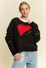 Carregar imagem no visualizador da galeria, Davi &amp; Dani Contrast Heart Dropped Shoulder Sweater
