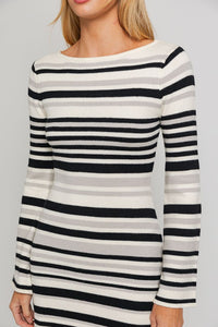 Le Lis Striped Knit Mini Sweater Dress