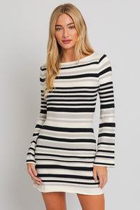 Le Lis Striped Knit Mini Sweater Dress