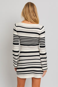 Le Lis Striped Knit Mini Sweater Dress