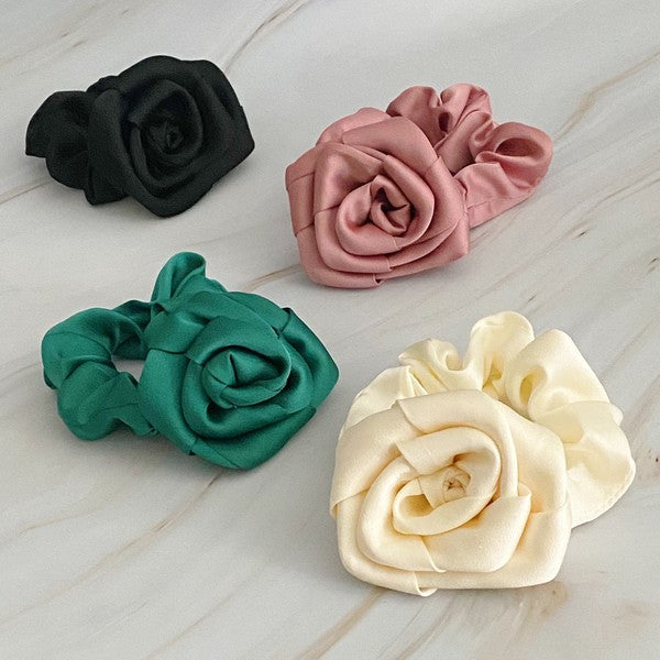 Ellison and Young Satin Rose Scrunchie