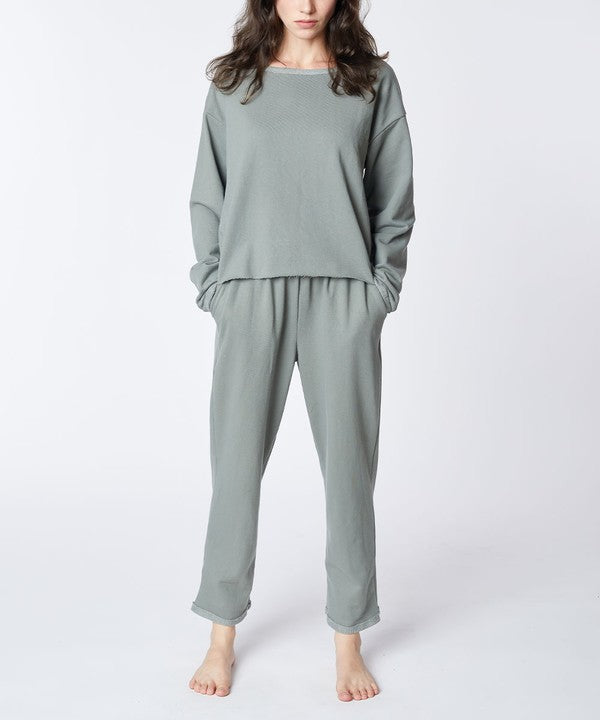 Fabina Solid Color Recycled Cotton French Terry Loungewear Set