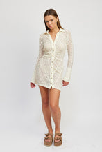 Load image into Gallery viewer, Emory Park Button Down Lace Detailed Mini Shirt Dress
