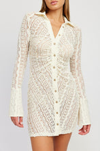 Load image into Gallery viewer, Emory Park Button Down Lace Detailed Mini Shirt Dress
