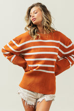 Load image into Gallery viewer, Bibi Striped Ribbed Hem Oversized Relaxed Fit Top
