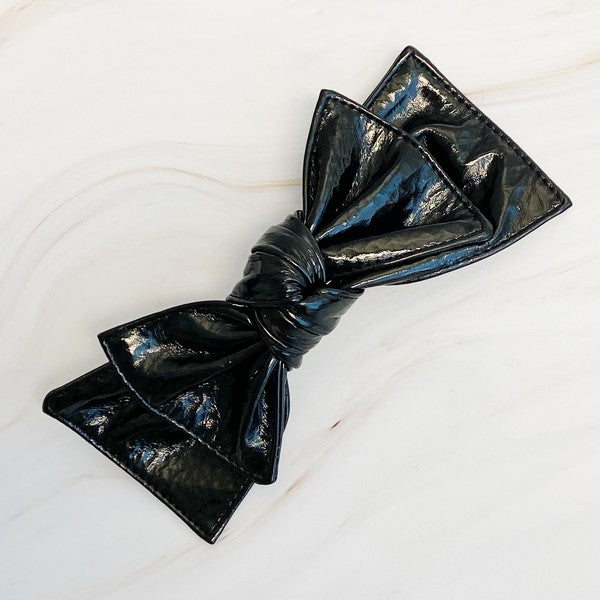 Ellison and Young Patent Double Bow Hair Clip