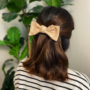 Ellison and Young Patent Double Bow Hair Clip