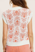 Cargar imagen en el visor de la galería, La Miel Flower Pattern Sleeveless Knit Sweater Vest Top
