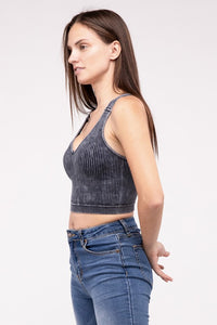 Zenana Washed Ribbed Cropped Tank Top