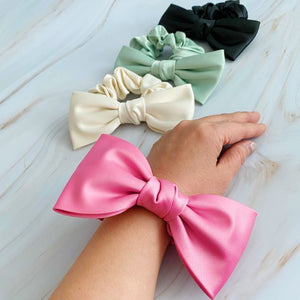 Ellison and Young Satin Bow Tie Hair Scrunchie