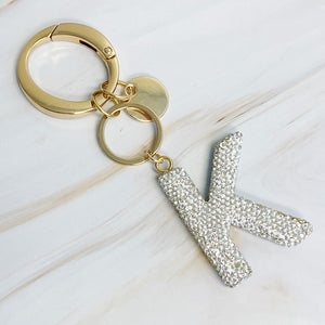 It Girl Glam Initial Key Chain - Crystal Clear