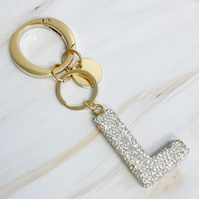 Ladda upp bild till gallerivisning, It Girl Glam Initial Key Chain - Crystal Clear
