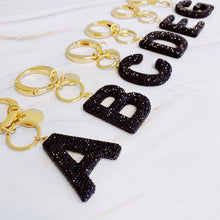 Carregar imagem no visualizador da galeria, It Girl Glam Initial Key Chain - Black Diamonds
