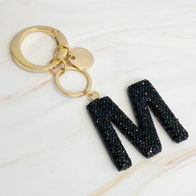 Carregar imagem no visualizador da galeria, It Girl Glam Initial Key Chain - Black Diamonds
