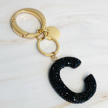 Carregar imagem no visualizador da galeria, It Girl Glam Initial Key Chain - Black Diamonds
