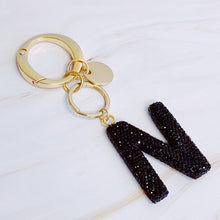 Carregar imagem no visualizador da galeria, It Girl Glam Initial Key Chain - Black Diamonds
