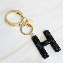 Carregar imagem no visualizador da galeria, It Girl Glam Initial Key Chain - Black Diamonds
